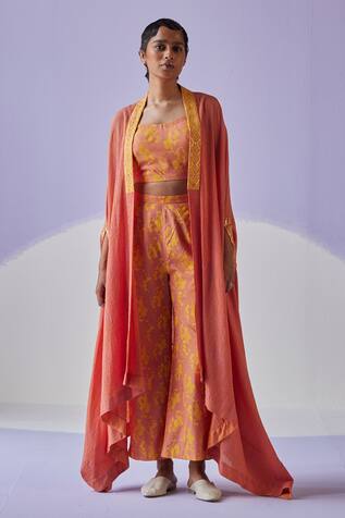 Surbhi Gupta Flowery Print Cape Trouser Set 