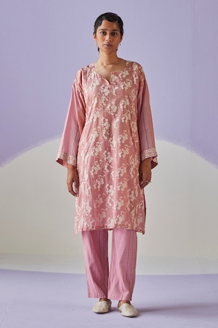 Surbhi Gupta Blossomy Hand Block Print Kurta Trouser Set