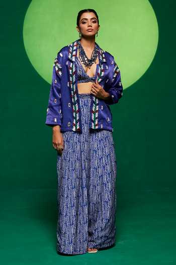 Payal & Zinal Glass Bead Embellished Blazer Pant Set 