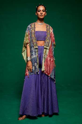 Payal & Zinal Abstract Print Cape Sharara Set 