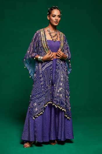 Payal & Zinal Tribal Print Cape Sharara Set 