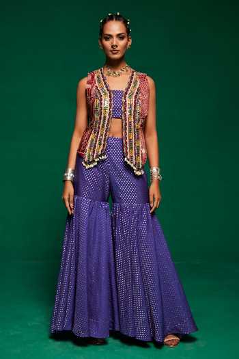 Payal & Zinal Garden Print Waistcoat Sharara Set 