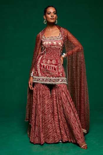 Payal & Zinal Botanical Print Kurta Sharara Set 