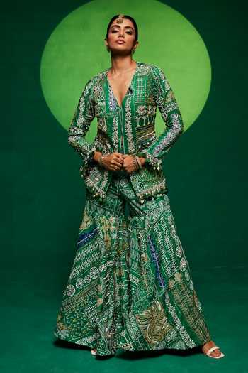 Payal & Zinal Embroidered Jacket Kurta & Sharara Set 