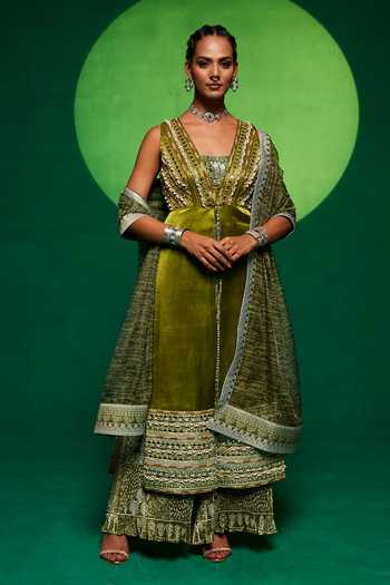 Payal & Zinal Printed Jumpsuit Set With Shrug 