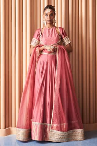 Rishi and Vibhuti Vintage Rose Embroidered Lehenga Set 