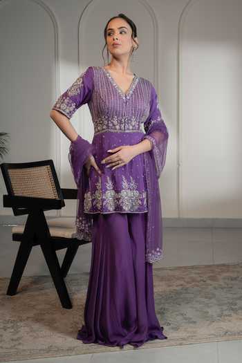 Saniya Sharma Swarovski Embellished Kurta Sharara Set 