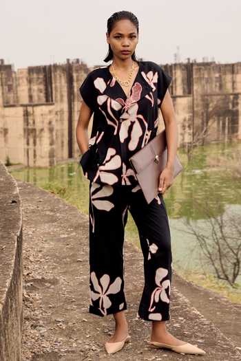 Kharakapas Lark Lino Print Top & Trouser Set 