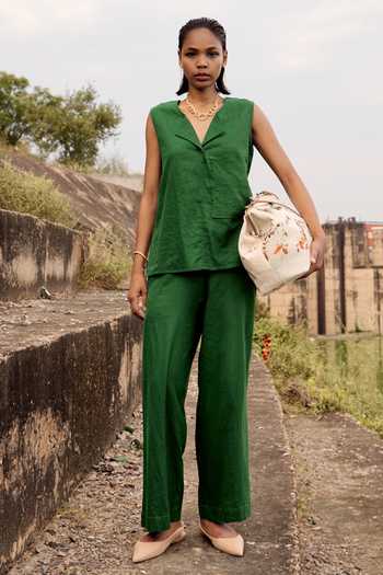 Kharakapas Pine Linen Top & Trouser Set 