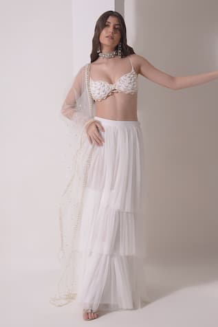 Shwetanga Pearl Embellished Bustier Sharara Set 