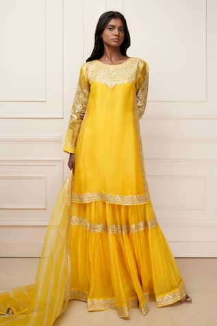 Kyra By Bhavna Gota Embroidered Kurta Gharara Set 