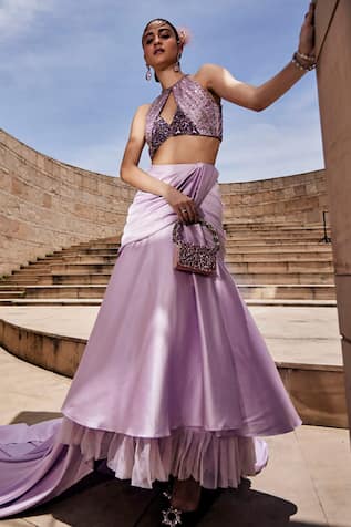 Garima Karwariya Designs The Delia Embroidered Blouse & Draped Skirt Set 