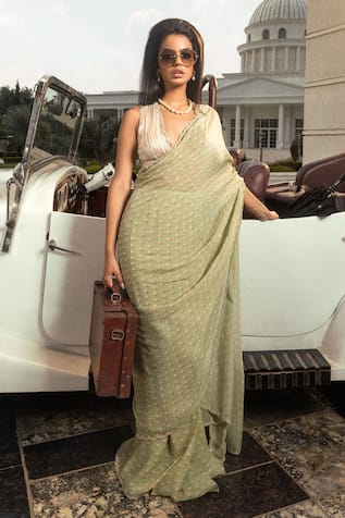 Ayra Printed Saree With Unstitched Blouse Piece 