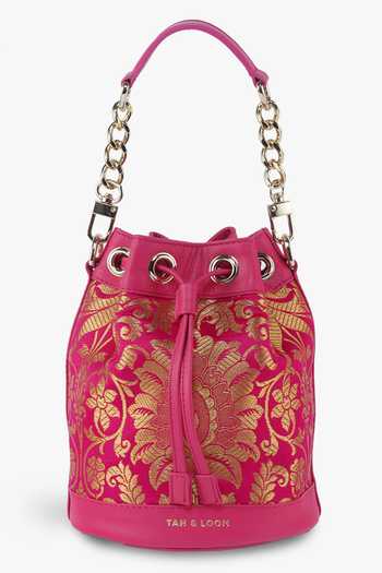 Tan & Loom Bombay Botanical Pattern Bucket Bag 