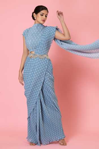 Preeti Mehta Pre-Draped Pleated Saree With Blouse 