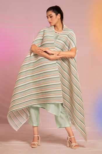 Preeti Mehta Stripe Pattern Cape & Kurta Set 