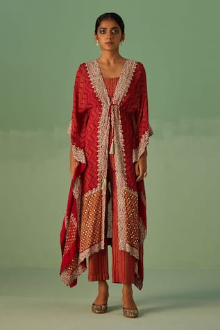 Surbhi Gupta Chevron Print Kaftan Trouser Set 