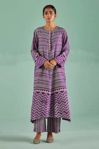 Surbhi Gupta Geometric Block Print Straight Kurta With Trouser 