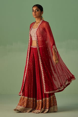 Surbhi Gupta Placement Embellished Cape Sharara Set 