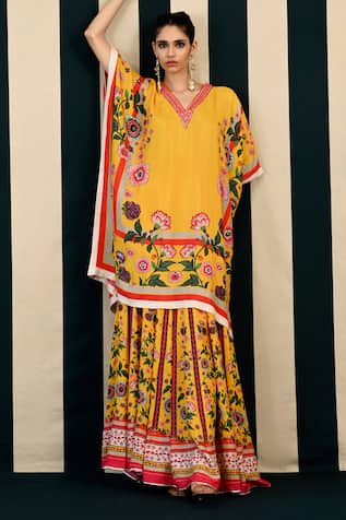 Swati Vijaivargie Pansy Buttercup Print Tunic Kurta With Sharara 