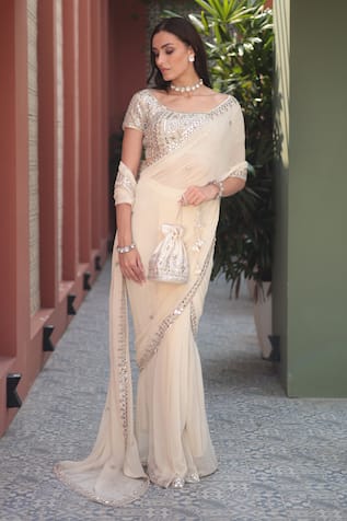 Esha Koul Embroidered Pre-Stitched Saree With Blouse 