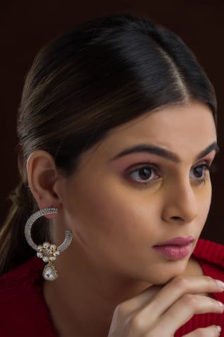 Kundan Embellished Hoop Earrings 