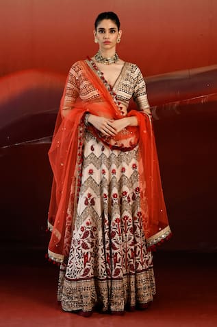 Swati Vijaivargie Tammana Lotus Print Lehenga Set 