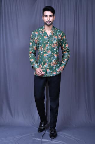 Aryavir Malhotra Botanic Floral Print Cotton Shirt 