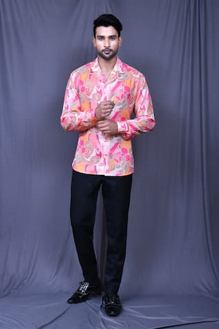 Aryavir Malhotra Abstract Floral Print Cotton Shirt 