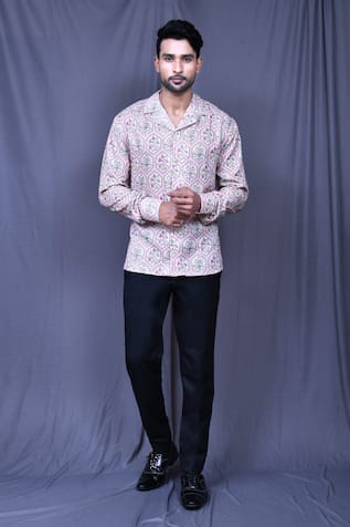Aryavir Malhotra Mughal Floral Jaal Print Cotton Shirt 