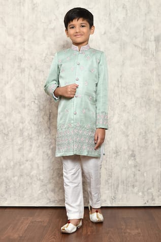 Petite Pomme Floral Embroidered Sherwani Set 