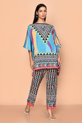 Naintara Bajaj Abstract Print Kaftan & Pant Set