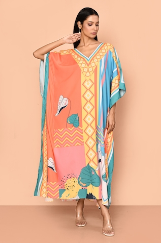 Naintara Bajaj Leaf & Stripe Kaftan