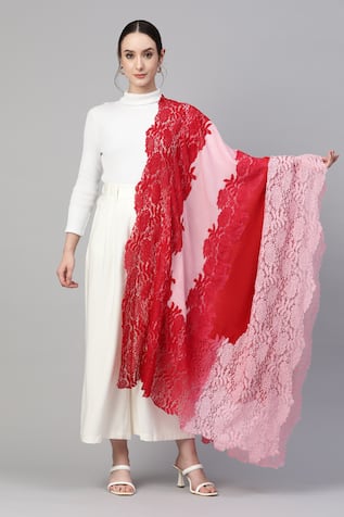 MODARTA Ombre Lace Border Shawl 