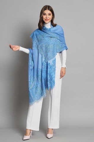 MODARTA Ombre Lace Embellished Shawl