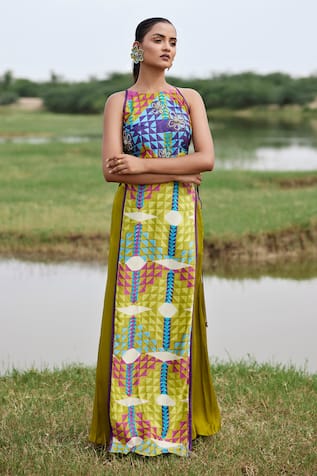 Amrood Geometric Print Top & Pant Set 