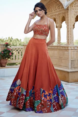 Amrood Flared Lehenga & Printed Blouse Set 