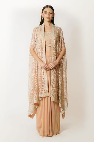 Rabani & Rakha Adha Embroidered Cape Skirt Set 
