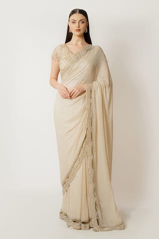 Rabani & Rakha Zaynab Sequins Embroidered Saree With Blouse 