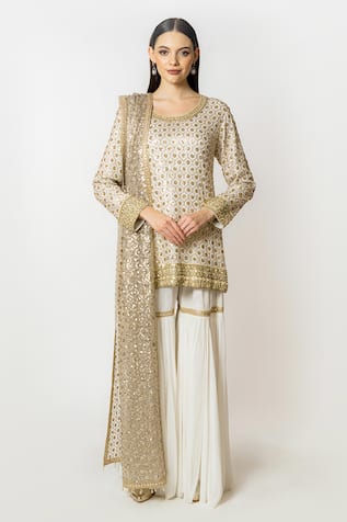 Rabani & Rakha Rhea Embroidered Kurta Sharara Set 