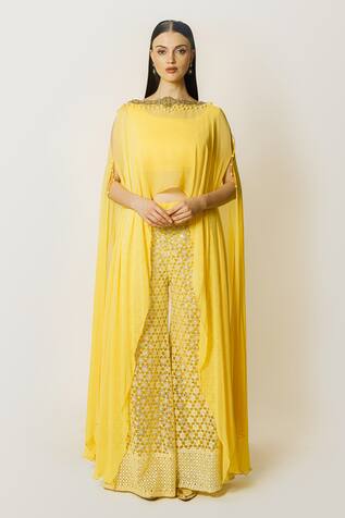 Rabani & Rakha Adha Embroidered Cape Palazzo Set 