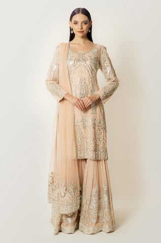 Rabani & Rakha Ayat Embroidered Kurta Gharara Set 