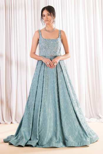 Pooja Peshoria Crystal Embellished Flared Gown 