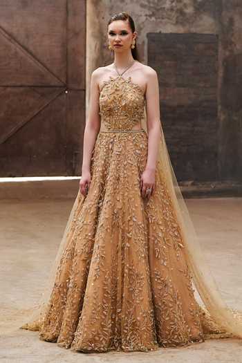 Pooja Peshoria Vine Hand Embroidered Gown 