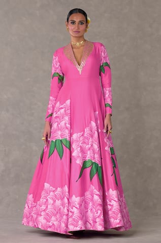 Masaba Candy Swirl Floral Print Flared Gown 