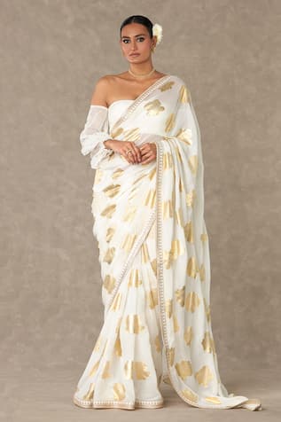 Masaba Gulab Foil Print Saree With Unstitched Blouse Piece 