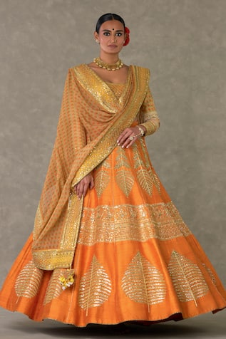 Masaba Raw Silk Paan Patti Embroidered Bridal Lehenga Set