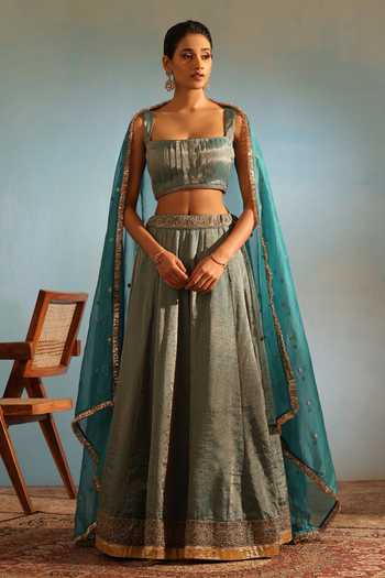 Weaver Story Placement Hand Embroidered Lehenga Set 