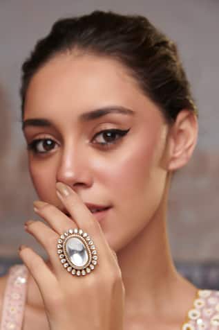 Paisley Pop Gold Polki Embellished Ring 