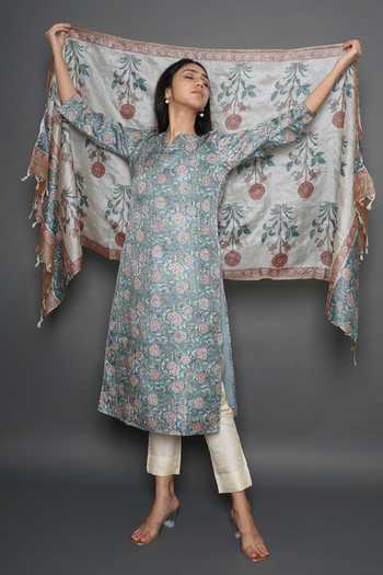Kameez Flower Bloom Print Kurta With Dupatta 